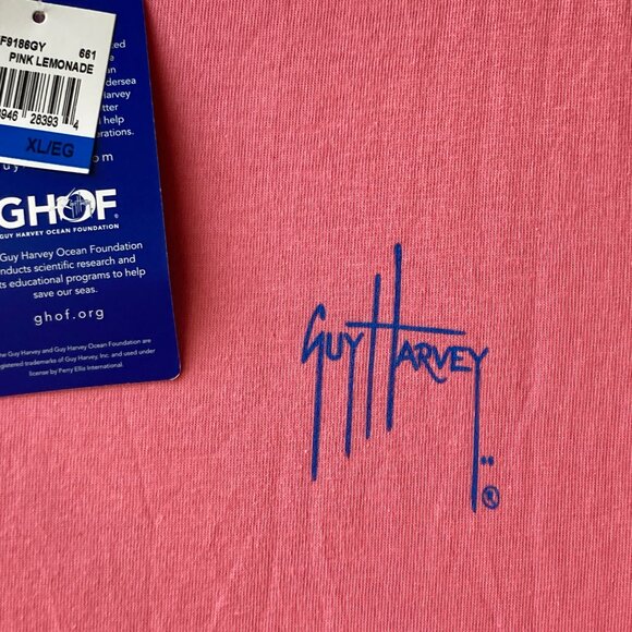 Guy Harvey Fishing T-Shirt Swordfish Womens Size XL Pink Lemonade Cayman Islands - Picture 8 of 15